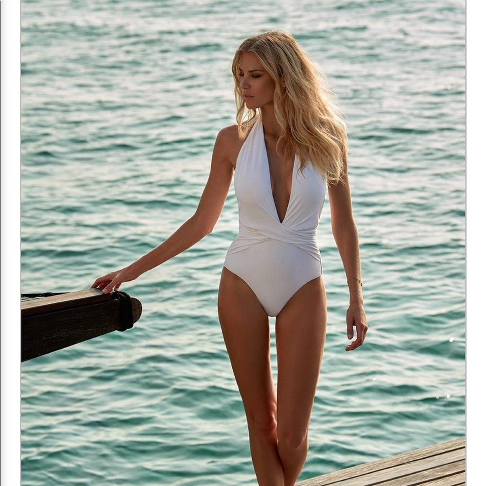 Melissa Odabash tahiti white halterneck swimsuit